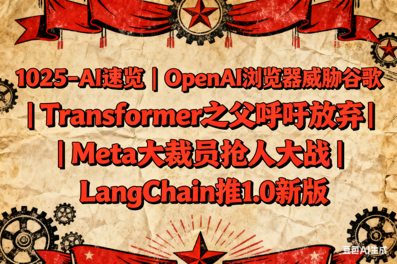 1025-AI速览 | OpenAI浏览器威胁谷歌 | Transformer之父呼吁放弃 | Meta大裁员抢人大战 | LangChain推1.0新版-六耳AI智能体