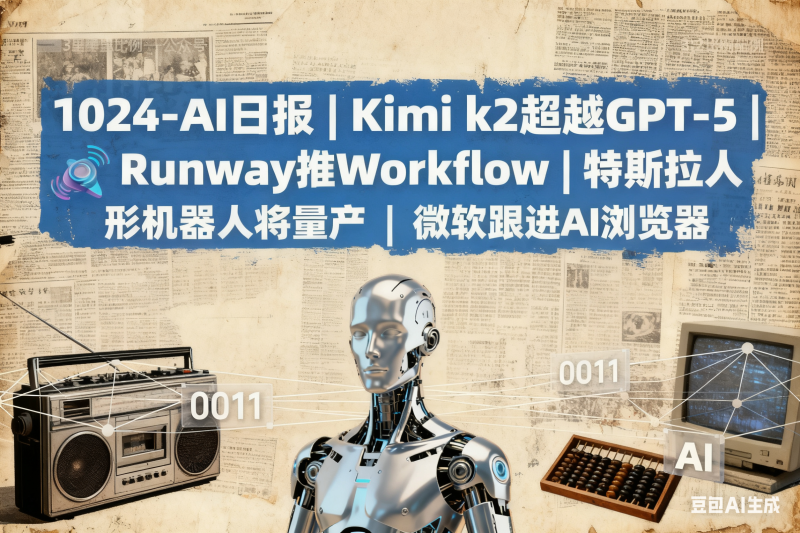 1024-AI日报 | Kimi k2超越GPT-5 | Runway推Workflow | 特斯拉人形机器人将量产 | 微软跟进AI浏览器 | 阿里夸克AI眼镜预售-六耳AI智能体